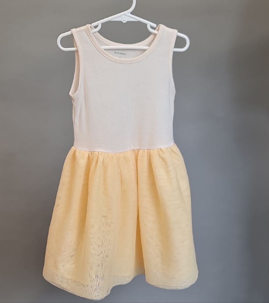 Old Navy Cream and Yellow Casual Dress